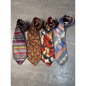 Lot of 4 Men's Neckties Robert Talbott Studio Pierre Cardin John Ashford Bentley